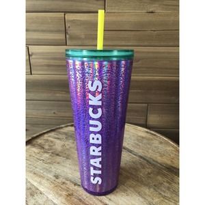 Starbucks Summer Back To School Tumbler Purple Bubble Cold Cup Straw 24 oz 2022